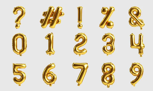 Number Table Illustration Type Gold Balloons Isolated White Background — Stock Photo, Image