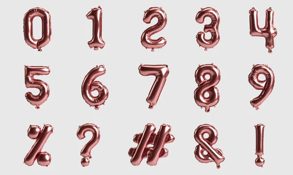 Πίνακας Αριθμών Και Σήμα Απεικόνιση Της Μεταλικό Τριαντάφυλλο Χρυσά Μπαλόνια — Φωτογραφία Αρχείου