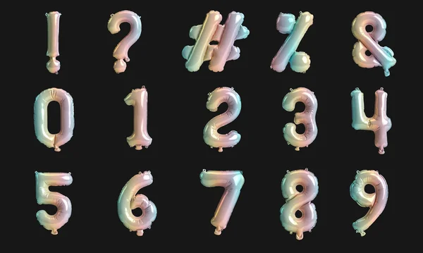 Zahlentabelle Und Markierung Abbildung Von Typ Edlen Regenbogenballons Isoliert Auf — Stockfoto
