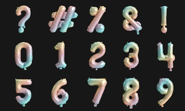 Zahlentabelle Und Markierung Abbildung Von Typ Edlen Regenbogenballons Isoliert Auf — Stockfoto