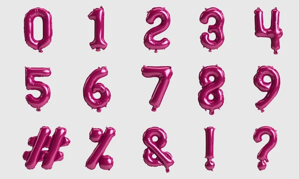 Tabela Numérica Marca Ilustração Balões Cor Rosa Tipo Isolados Sobre — Fotografia de Stock