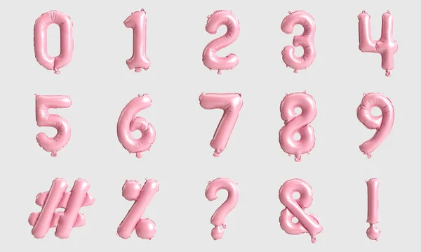 Aantal Tabel Rmark Illustratie Van Type Roze Ballonnen Geïsoleerd Zwarte — Stockfoto