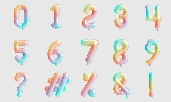 Zahlentabelle Und Markierung Abbildung Von Typ Regenbogenballons Isoliert Auf Weißem — Stockfoto