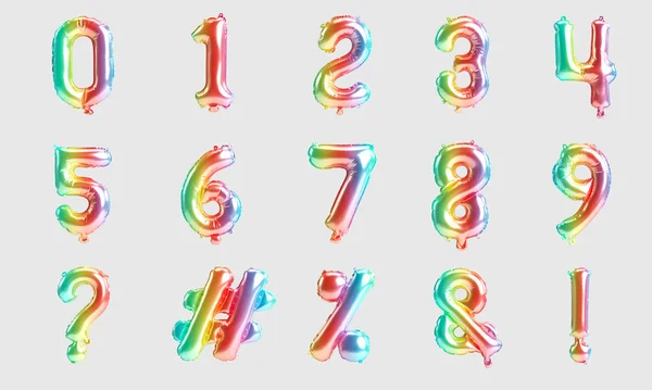 Πίνακας Αριθμού Και Σήμα Απεικόνιση Του Τύπου Μπαλόνια Ουράνιο Τόξο — Φωτογραφία Αρχείου