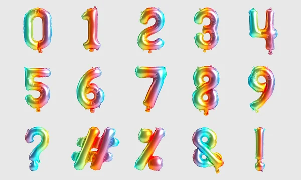 Zahlentabelle Und Markierung Abbildung Des Typs Regenbogenballons Isoliert Auf Weißem — Stockfoto