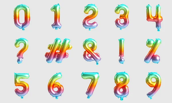 Aantal Tabel Merk Illustratie Van Type Regenboog Ballonnen Geïsoleerd Witte — Stockfoto