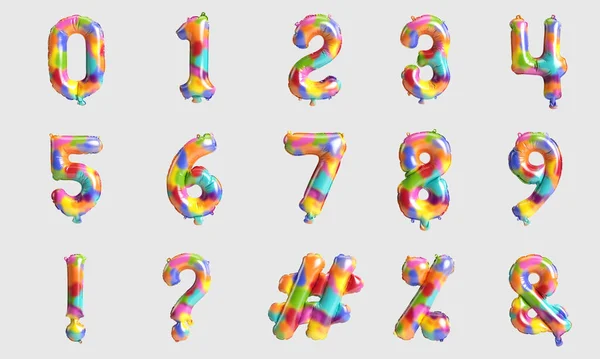 Zahlentabelle Und Markierung Abbildung Von Typ Regenbogenballons Isoliert Auf Weißem — Stockfoto