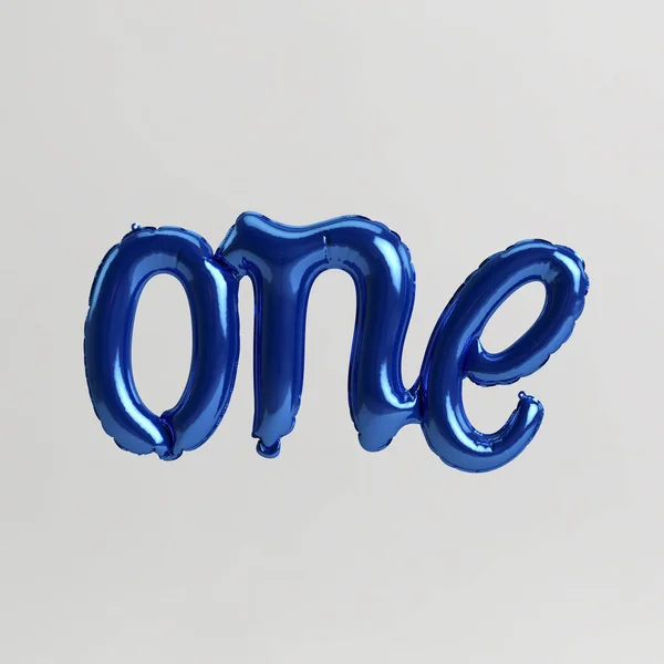 One Word Shaped Illustration Glossy Blue Balloon Isolated White Background — Stock Photo, Image