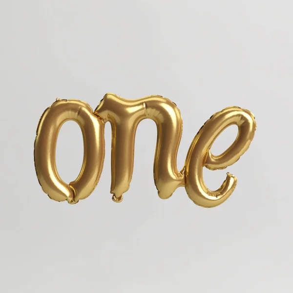 One Word Shaped Illustration Type Golden Balloons Isolated White Background — Stock Photo, Image