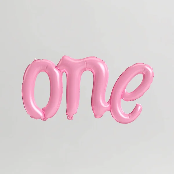 Jedno Slovo Tvaru Ilustrace Typu Růžové Balónky Izolované Bílém Pozadí — Stock fotografie