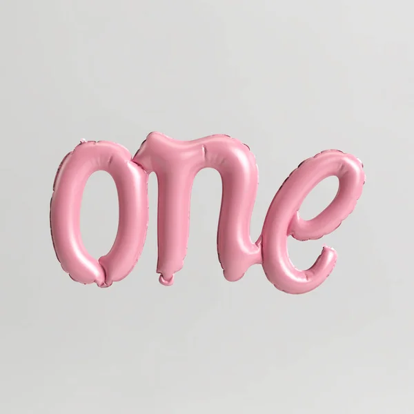 Jedno Slovo Tvaru Ilustrace Typu Růžové Balónky Izolované Bílém Pozadí — Stock fotografie