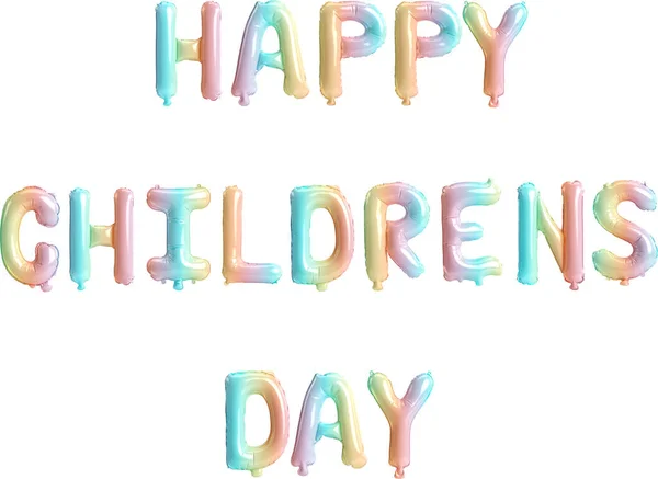 Glücklicher Kindertag Mit Illustration Luftballons Isoliert Auf Weißem Hintergrund — Stockfoto