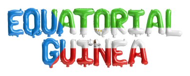 Ekvator Gine harfi balonlarının beyaz üzerinde bayrak rengi izole edilmiş 3D çizimi