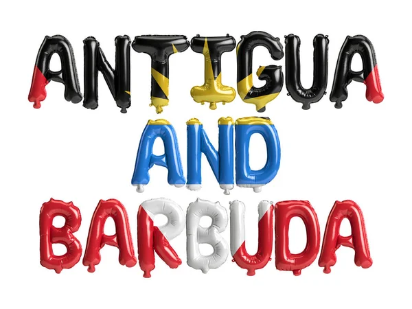 Illustration Antigua Barbuda Letter Balloons Flags Color Isolated White — Stock Photo, Image