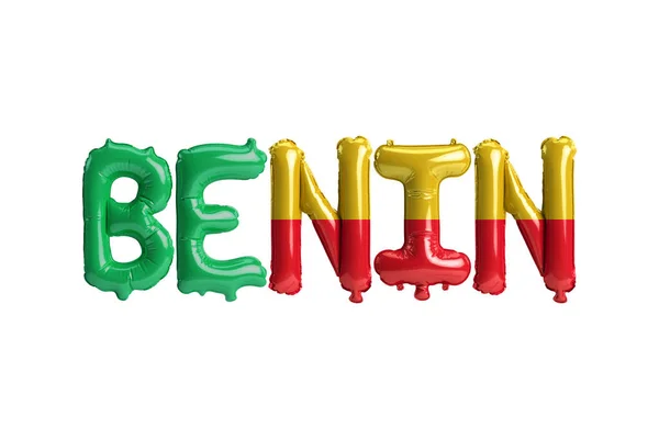 Illustratie Van Benin Letter Ballonnen Met Vlaggen Kleur Geïsoleerd Wit — Stockfoto