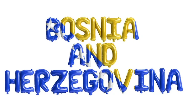 三维波斯尼亚字母气球的图解 其国旗的颜色与白色隔离 — 图库照片