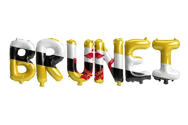 Illustratie Van Brunei Letter Ballonnen Met Vlaggen Kleur Geïsoleerd Wit — Stockfoto