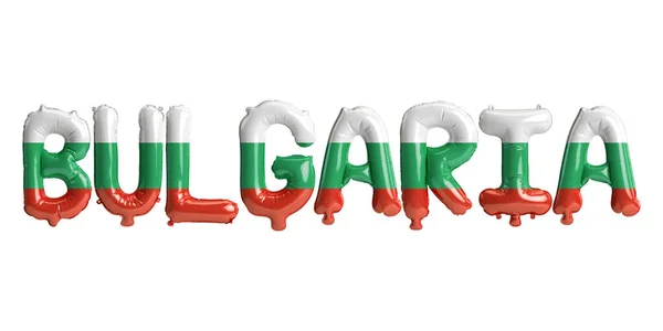 Иллюстрация Болгарии Буквы Воздушные Шары Флажками Цвета Изолированы Белом — стоковое фото