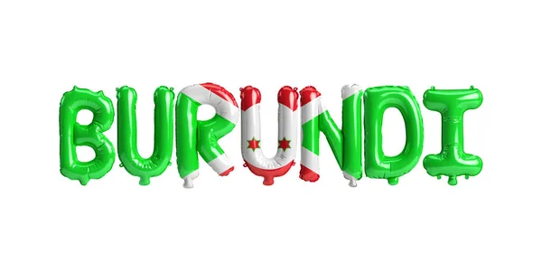 Illustratie Van Burundi Letter Ballonnen Met Vlaggen Kleur Geïsoleerd Wit — Stockfoto