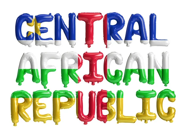 Иллюстрация Центральноафриканской Республики Буквенные Воздушные Шары Флажками Цвета Изолированы Белом — стоковое фото