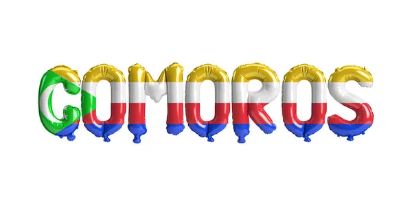 三维图片科摩罗字母气球与国旗颜色隔离在白色上 — 图库照片