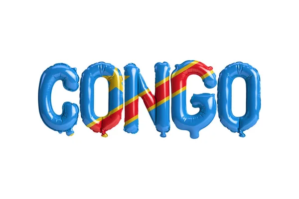 Illustratie Van Congo Brief Ballonnen Met Vlaggen Kleur Geïsoleerd Wit — Stockfoto