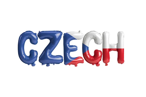 3D的捷克字母气球的图解 其国旗的颜色与白色隔离 — 图库照片