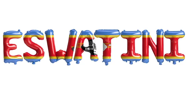 Illustratie Van Eswatini Letter Ballonnen Met Vlaggen Kleur Geïsoleerd Wit — Stockfoto