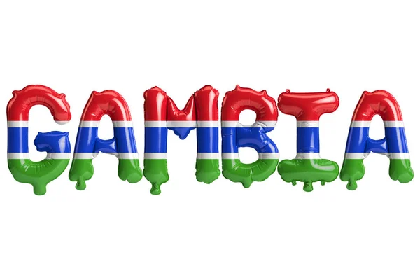Illustratie Van Gambia Letter Ballonnen Met Vlaggen Kleur Geïsoleerd Wit — Stockfoto