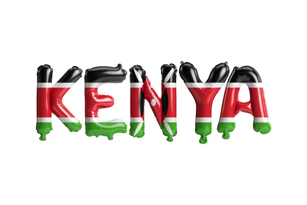 Illustration Kenya Bokstäver Ballonger Med Flaggor Färg Isolerad Vitt — Stockfoto