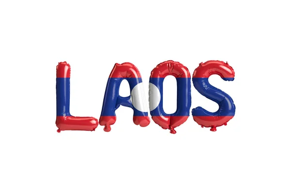 Ilustração Balões Laos Carta Com Bandeiras Cor Isolada Branco — Fotografia de Stock