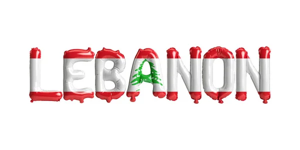Illustration Lebanon Letter Balloons Flags Color Isolated White — 스톡 사진