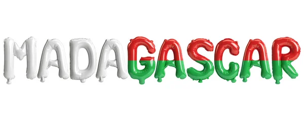 Illustratie Van Madagaskar Letter Ballonnen Met Vlaggen Kleur Geïsoleerd Wit — Stockfoto