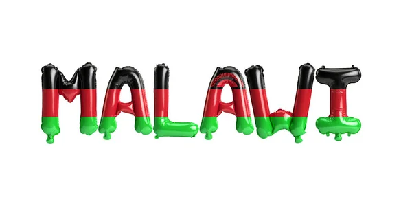 Illustrazione Palloncini Malawi Lettera Con Bandiere Colore Isolato Bianco — Foto Stock