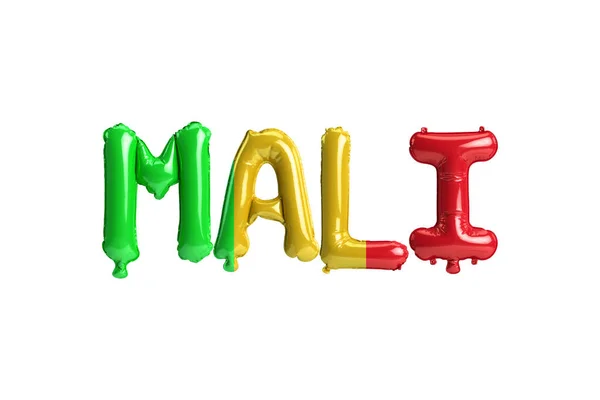 Illustratie Van Mali Letter Ballonnen Met Vlaggen Kleur Geïsoleerd Wit — Stockfoto