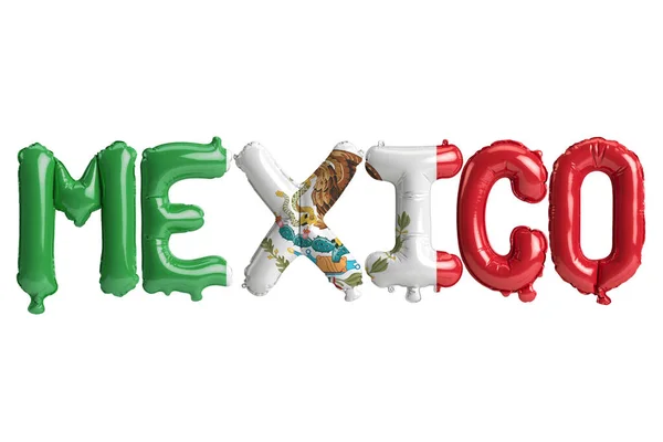 Illustration Mexico Letter Balloons Flags Color Isolated White — Fotografia de Stock