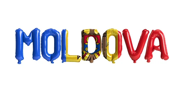 Illustratie Van Moldavië Brief Ballonnen Met Vlaggen Kleur Geïsoleerd Wit — Stockfoto