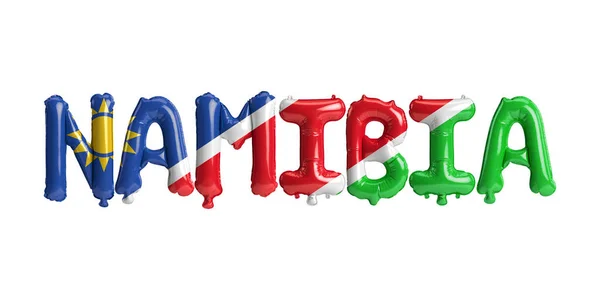 3D的纳米比亚字母气球的图解 其国旗的颜色与白色隔离 — 图库照片