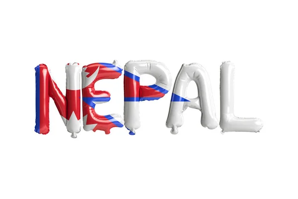 Ilustración Globos Nepal Carta Con Banderas Color Aislado Blanco — Foto de Stock