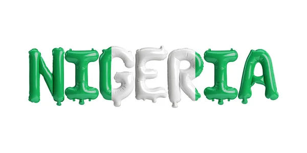 3D图片 尼日利亚字母气球与国旗颜色隔离在白色上 — 图库照片