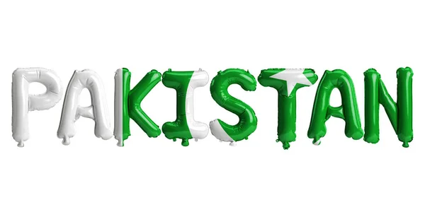3D个巴基斯坦字母气球的图片 其国旗的颜色与白色隔离 — 图库照片