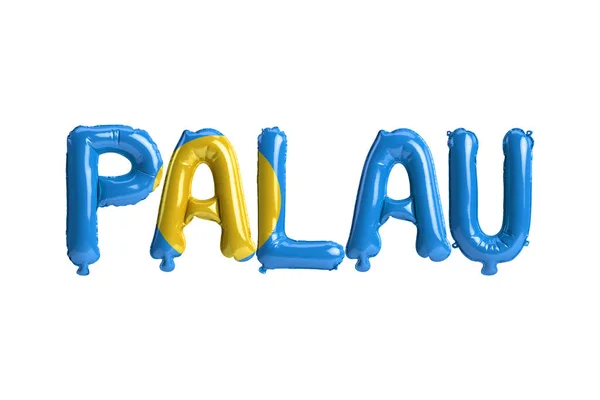 Illustratie Van Palau Letter Ballonnen Met Vlaggen Kleur Geïsoleerd Wit — Stockfoto