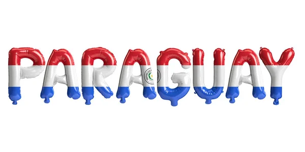 Illustratie Van Paraguay Letter Ballonnen Met Vlaggen Kleur Geïsoleerd Wit — Stockfoto