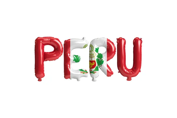Illustration Peru Letter Balloons Flags Color Isolated White — Stock Photo, Image