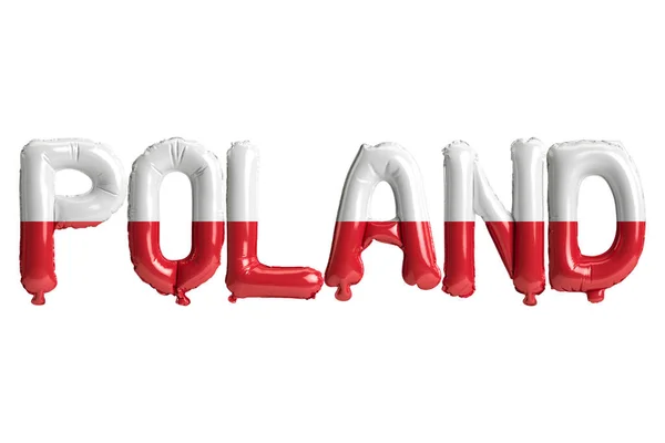 Illustration Poland Letter Balloons Flags Color Isolated White — Foto Stock