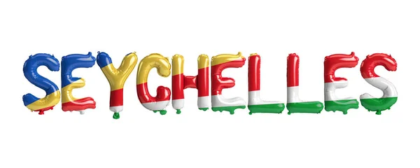 Illustratie Van Seychellen Letter Ballonnen Met Vlaggen Kleur Geïsoleerd Wit — Stockfoto