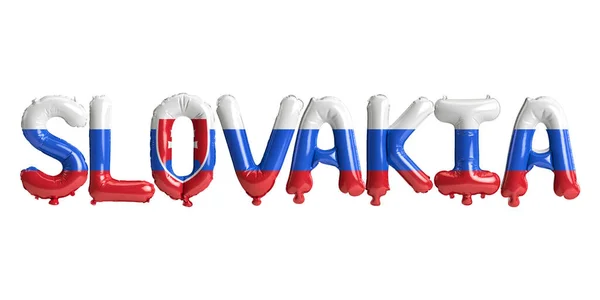 3D斯洛伐克字母气球的图解 其国旗的颜色与白色隔离 — 图库照片
