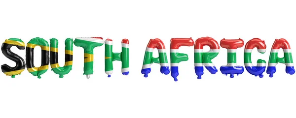 南非字母气球的3D图解 其国旗的颜色与白色隔离 — 图库照片