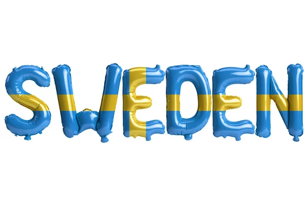 Illustration Von Schweden Buchstaben Luftballons Mit Flaggen Farbe Isoliert Auf — Stockfoto