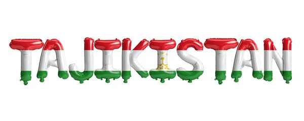 Ilustração Balões Tanjikistan Carta Com Bandeiras Cor Isolada Branco — Fotografia de Stock